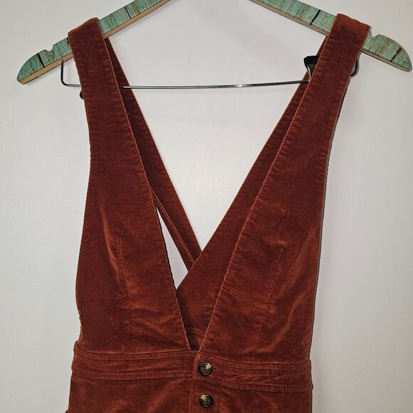Free People Old School Love Overall Corduroy Dress in Copper GB658379, Sz XS - Picture 4 of 8
